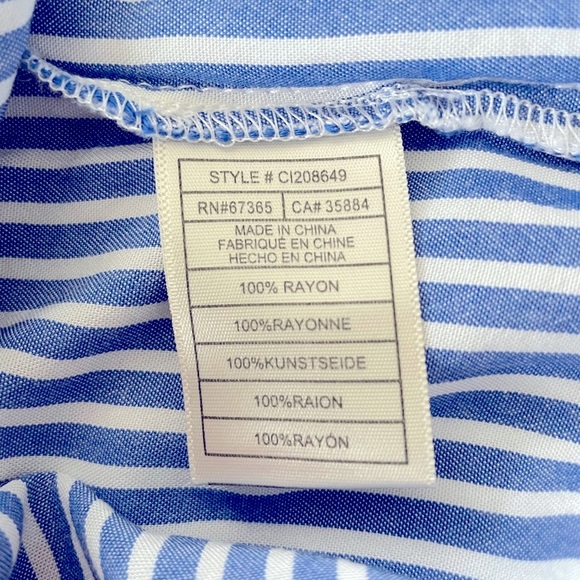 Cupcakes and Cashmere Womens Blue Ciara Stripe Off The Shoulder Dress - Size M - Picture 7 of 8